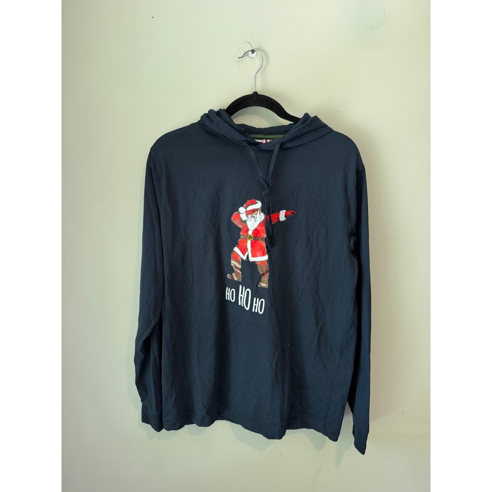 Denim & Flower Ricky Singh Mens Navy Dabbing Santa Ho Ho Ho Hoodie Shirt Size M